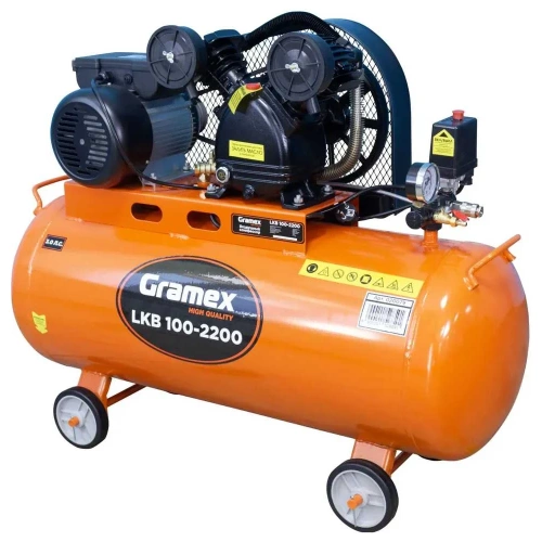 Воздушный компрессор GRAMEX LKB 100-2200 400л/мин, объем100л, 2.2кВт, 8бар, 2850об/мин 020079
