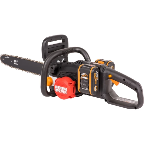 Аккумуляторная цепная пила WORX NITRO , 40В 40см бесщеточная, 4.0Ач х2, ЗУ 2А, коробка WG385E фото 6