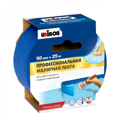 Малярная лента для наружных работ Unibob 50мм х 25м