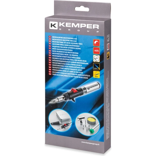 Паяльник газовый (горелка) KEMPER с пьезоподжигом для микропайки в кейсе, 6 насадок 12100KIT фото 3