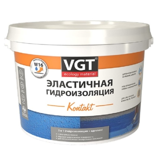 Гидроизоляция эластичная VGT Kontakt с кварцевым песком 1,3 кг