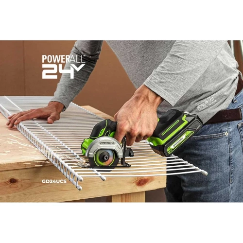 Угловая мини-шлифмашина GreenWorks GD24UCS, 24V, б/щет, 20000 об/мин,76 мм, рез 18 мм, 1x2Ач, ЗУ, коробка 3402007VUA фото 10