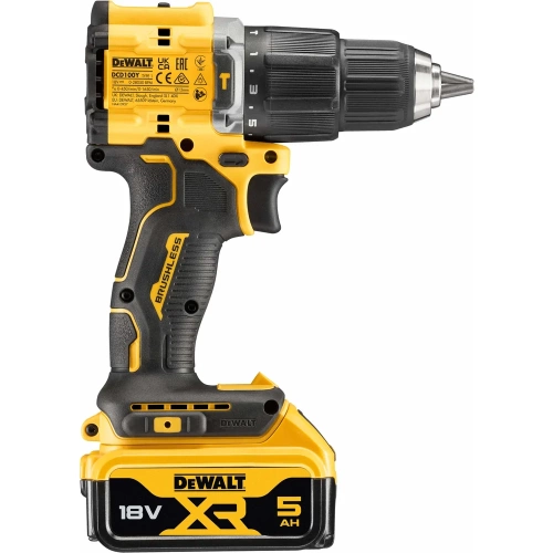 Аккумуляторная ударная дрель-шуруповерт DEWALT 18 В, 1650 об/мин, 28050 уд/мин, с 2 АКБ 5 Ач и ЗУ, в кейсе TSTAK DCD100YP2T DCD100YP2T-QW фото 5
