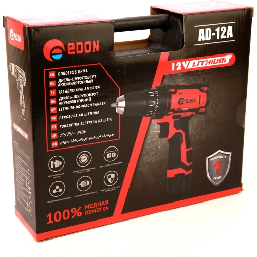 Аккумуляторная дрель-шуруповерт EDON AD-12А 15420 фото 5