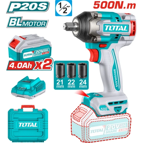 Ударный гайковерт 1/2” 20В TOTAL TIWLI2050 фото 3