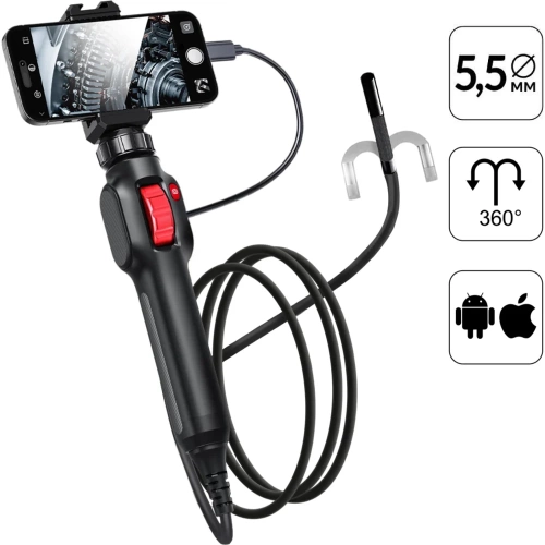 Видеоэндоскоп управляемый USB iCarTool 2Мп, 1920x1080, 1.5м, 5.5мм, 360° IC-V201