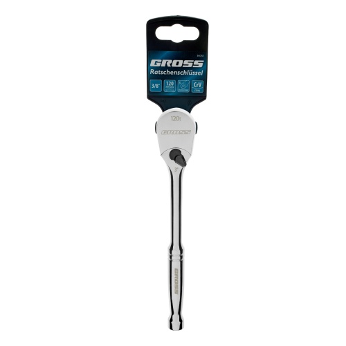 Ключ-трещотка 3/8", CrV, 120 зубьев, цельнометаллический, хром Gross фото 8
