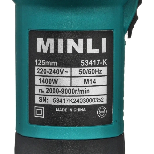 Угловая шлифмашина MINLI 125 мм, M14, 1400 Вт 53417-K фото 9
