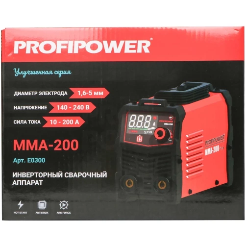 Сварочный инвертор Profipower с большом цифровом дисплеем MMA-200 IGBT (140-240В,200A) E0300 фото 4