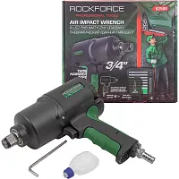 Пневмогайковерт ударный Rockforce Twin Hammer с реверсом и регулировкой усилия в облегченном корпусе 3/4(1800Hм, 7000 об/мин,6.3bar,269л/мин,вес 3кг) RF-82566(48142)