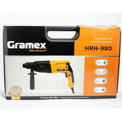 Перфоратор электрический Gramex HRH-980 (980Вт,0-1300об/мин,0-5500уд/мин,3,3Дж,3 реж,SDS+) кейс (1/4) 4195 фото 8