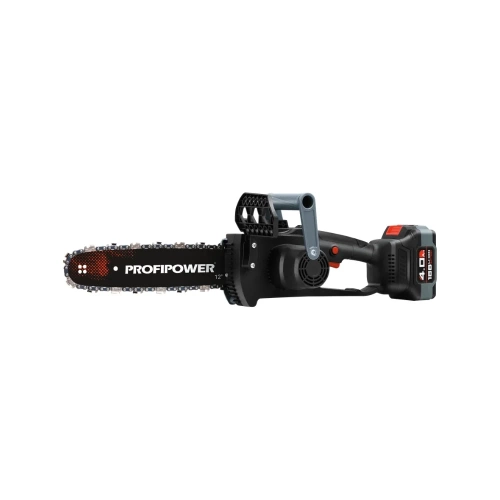 Аккумуляторная цепная бесщеточная пила Profipower MKDUC-20V (Li-ion-1 шт, 4.0 Ач, шина 12", 0-4000об/мин, цепь, З/У, в коробке) E0114M1 фото 3