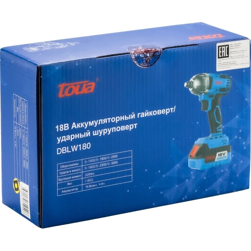 Импульсный аккумуляторный гайковерт TOUA DBLW180 18 В 1 АКБ + ЗУ DBLW180-1 фото 11