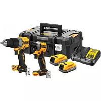 Аккумуляторный набор DEWALT DCK2050E2T, 18 В: дрель-шуруповерт DCD805 + шуруповерт DCF850, с 2 АКБ 1.7 Ач и ЗУ, в кейсе TSTAK DCK2050E2T-QW