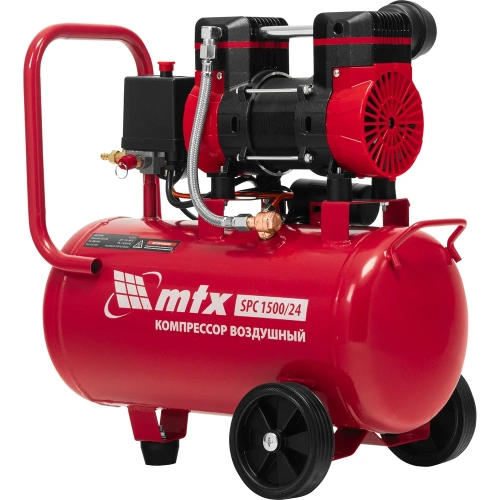 Компрессор безмасляный малошумный MTX SPC 1500/24, 1500 Вт, ресивер 24 л, 260 л/мин 58139 фото 9