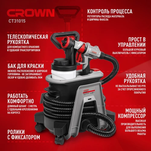Электрический краскопульт CROWN CT31015 фото 4