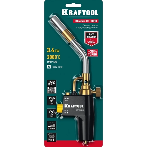 Газовая горелка KRAFTOOL KF-9000 Blue Fire с пьезоподжигом на баллон, 2000C 55510 фото 8