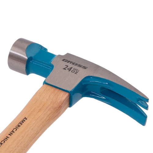 Молоток-гвоздодер, 680 г, угол 75, магнит, обрезиненная рукоятка AMERICAN HICKORY GROSS фото 5