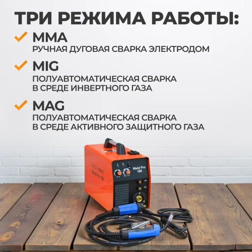 Универсальный сварочный инверторный аппарат WIEDERKRAFT Weld Pro 180 фото 4