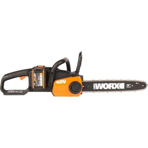 Бесщеточная цепная аккумуляторная пила WORX 40 В, 2х2.0 А*ч, двойное ЗУ 2x2A WG384E фото 4