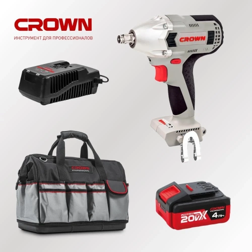 Гайковерт ударный аккумуляторный Crown BL CT22015HX, 1 АКБ, ЗУ, сумка CT22015HX-4-4 фото 4