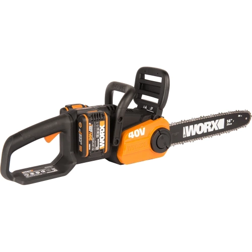 Бесщеточная цепная аккумуляторная пила WORX 40 В, 2х2.0 А*ч, двойное ЗУ 2x2A WG384E фото 9