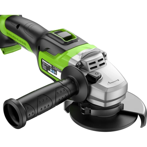 Аккумуляторная угловая шлифовальная машина Greenworks 24V, бесщеточная, c 1хАКБ 4 Ач и ЗУ в сумке 3200207UB фото 4