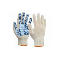 Перчатки хб СТАНДАРТ белая точка, волна 10 класс 4 нити