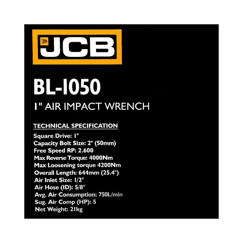 Пневмогайковерт JCB с длинным валом 1" JCB-BL-1050(58326) фото 8