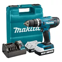 Аккумуляторная ударная дрель-шуруповерт Makita 18 В, 1400 об/мин, 21000 уд/мин, с 2 АКБ 2 Ач и ЗУ, в кейсе, HP488D006