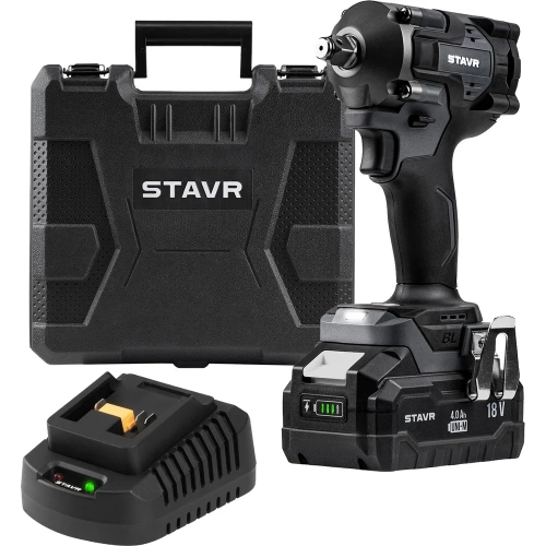 Гайковерт ударный Ставр 18V UNI-M, 1/2", 380 Нм, BL STAVR SWI 18BL-380V-1K (1х4.0 Ач, ЗУ, кейс), 9022300081