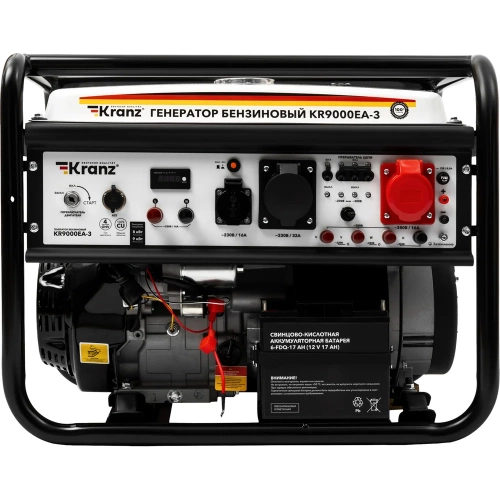 Бензиновый генератор KRANZ KR9000EA-3 9кВт 230В/380В 25л коннектор автоматики электростартер KR-16-1140 фото 3