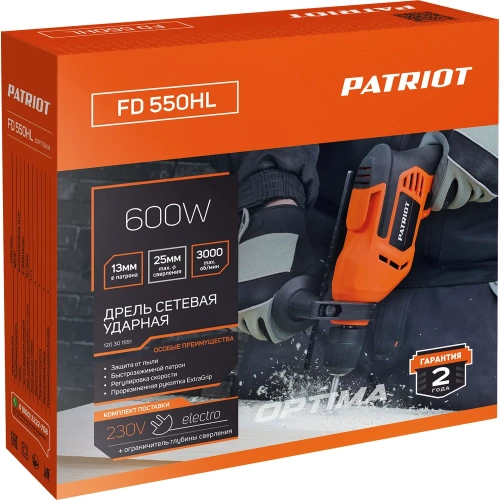 Дрель электрическая ударная PATRIOT FD 550HL 120301551 фото 10