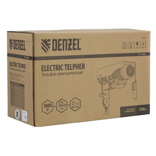 Тельфер электрический TF-1200,1.2 т, 1800 Вт, высота 12 м, 8 м/мин Denzel фото 6