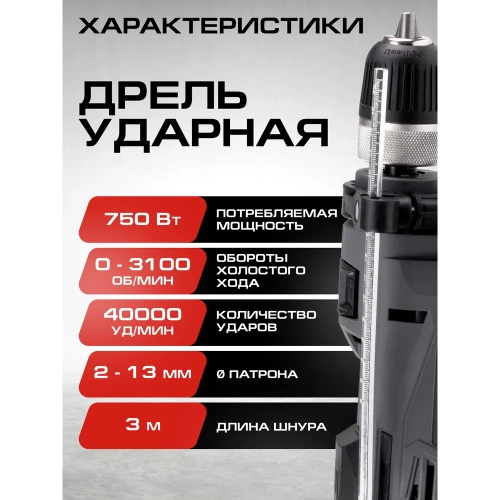 Дрель ударная Ставр 750 Вт, 13мм, Stavr SID 750-13Q 9030100456 фото 9