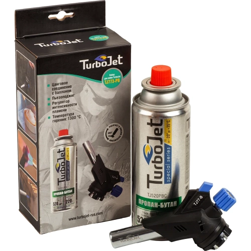 Горелка с пьезоподжигом и с газовым картриджем Turbojet TJ773-PB