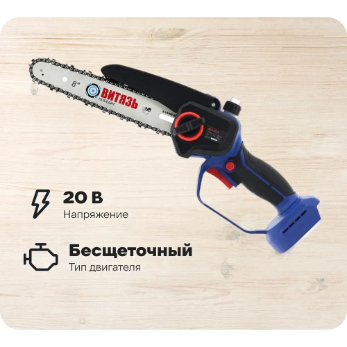 Пила цепная аккумуляторная бесщеточная Витязь 2 АКБ + ЗУ ПЦ-А-220-8 18032003К