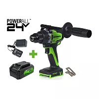 Дрель-шуруповерт GreenWorks GD24DD90, 24V, б/щет, 0-550/0-2100об/мин, 45/90Нм, 1x4Ач, ЗУ, коробка 3707507VUB