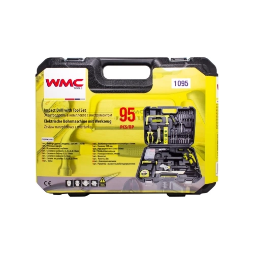 Набор инструментов WMC TOOLS 95 предметов, дрель ударная , набор бит, сверло плоск, уровень ,ножовка ,кл разводной ,рулетка ,ножовка ,уровень ,нож, комплект метиз WMC-1095(50786) фото 9