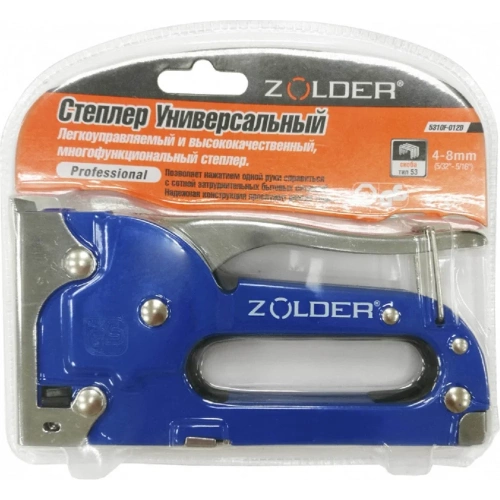 Степлер ZOLDER универсальный, металл, скоба 53 тип, 4-8 мм 5310F-012B фото 3