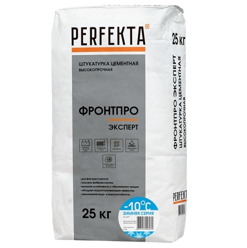 Штукатурка цементная высокопрочная Perfekta Фронтпро Эксперт Зимняя серия 25 кг