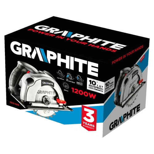 Дисковая пила GRAPHITE 185мм, 1200Вт 58G486 фото 8