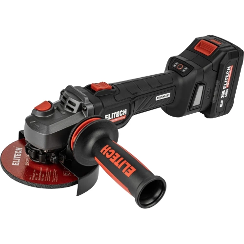 Шлифмашина угловая аккумуляторная Elitech CAG 2012BL (125мм,20В,2х4Ач,BL) HD 210316