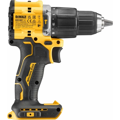 Аккумуляторная ударная дрель-шуруповерт Dewalt DCD100YNT, 18 В, 1650 об/мин, 28050 уд/мин, без АКБ и ЗУ, в кейсе TSTAK DCD100YNT-XJ фото 5