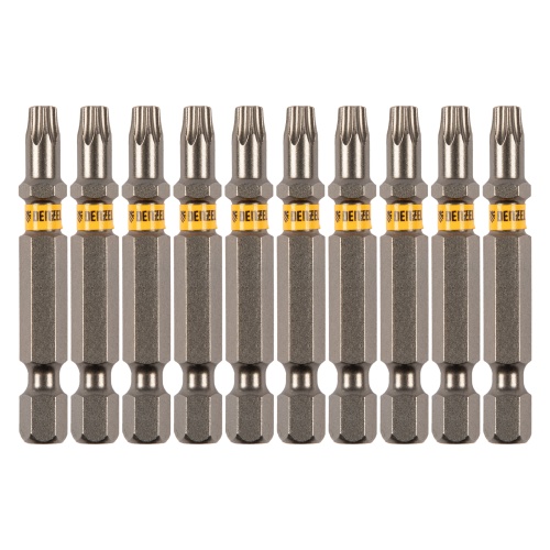 Бита TX 25х50, сталь S2, шестигранный профиль, 10 шт. Е 6,3 Denzel