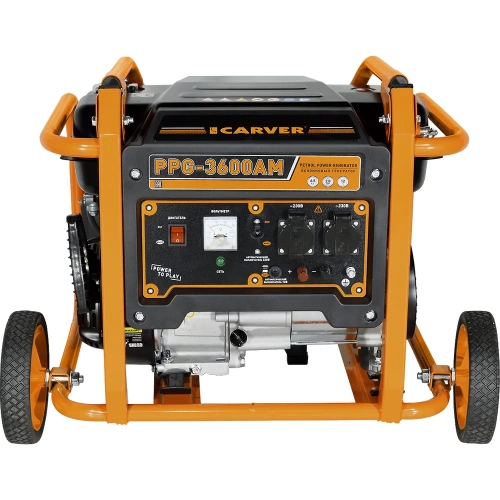 Генератор CARVER PPG- 3600АM бензин LT-168F-1, 2,5/2,8 кВт, 220В, бак 15 л, колеса 01.020.00026 фото 4