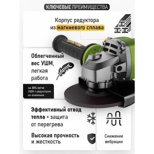 Углошлифовальная машина PROCRAFT 1350 Вт, 125 мм, 4500-1200 об/мин PW2400ES фото 4