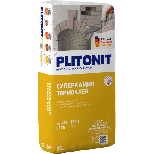 Клей для облицовки печей и каминов Plitonit Суперкамин Термоклей 25 кг