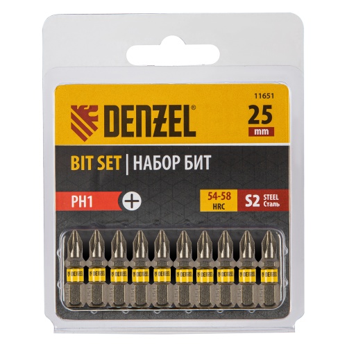 Бита PH1х25, сталь S2, шестигранный профиль, 10 шт. Е 6,3 Denzel фото 2