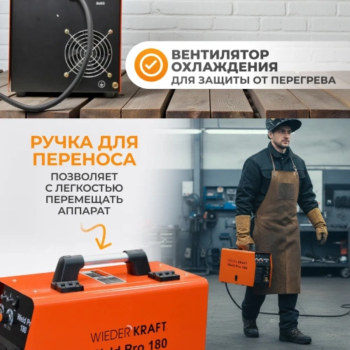 Универсальный сварочный инверторный аппарат WIEDERKRAFT Weld Pro 180 фото 6